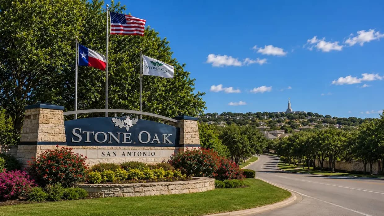 The Stone Oak entrance monument on Stone Oak Parkway in north San Antonio